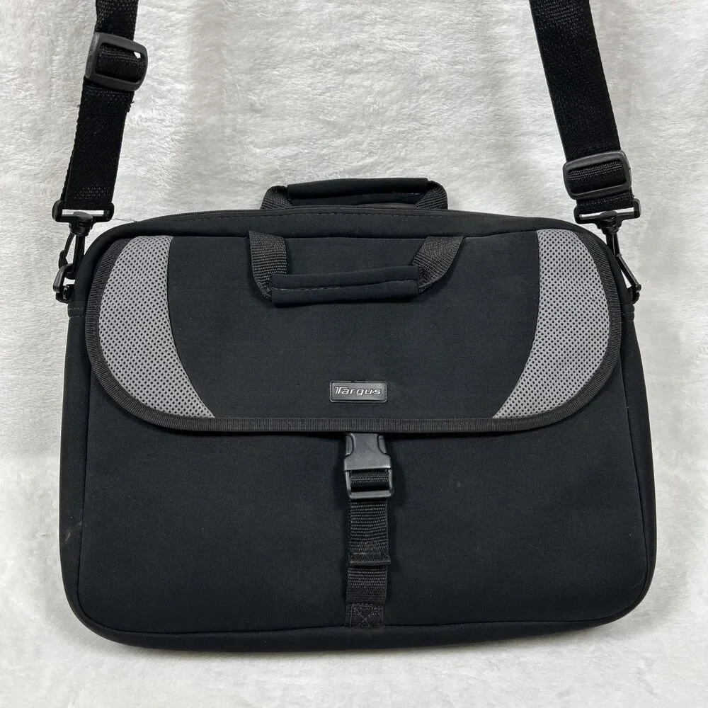 Targus Laptop Messenger Bag Black Gray CVR200-12A With Strap for 15” Laptop